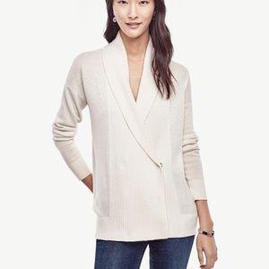 Ann Taylor  White Wool Cashmere Shawl Cardigan